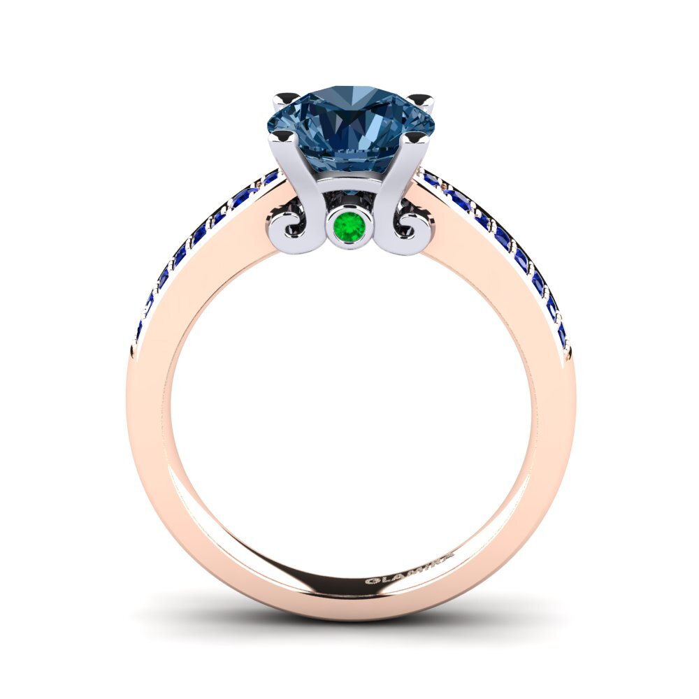 14ct Rose / White Gold Blue Diamond Engagement Ring Donielle 2.0 crt