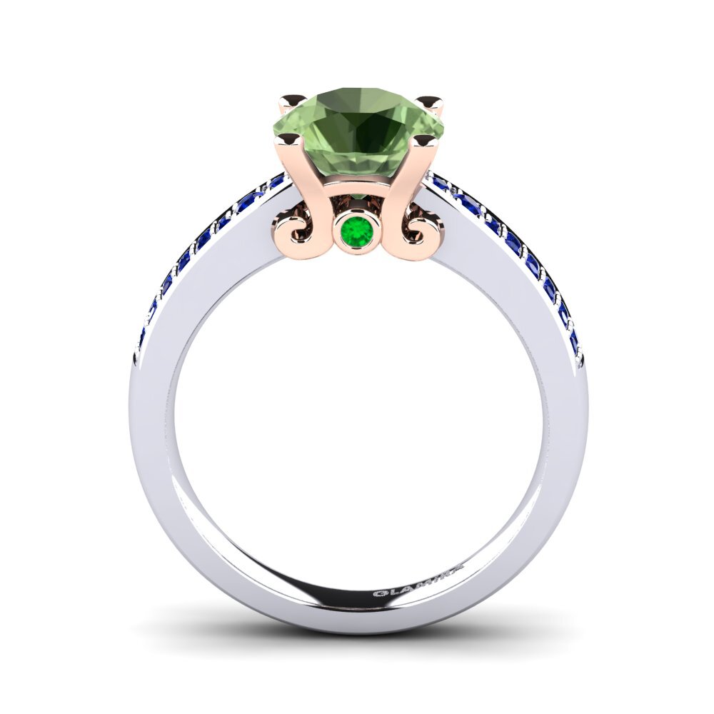 14ct White / Rose Gold Green Sapphire Engagement Ring Donielle 2.0 crt