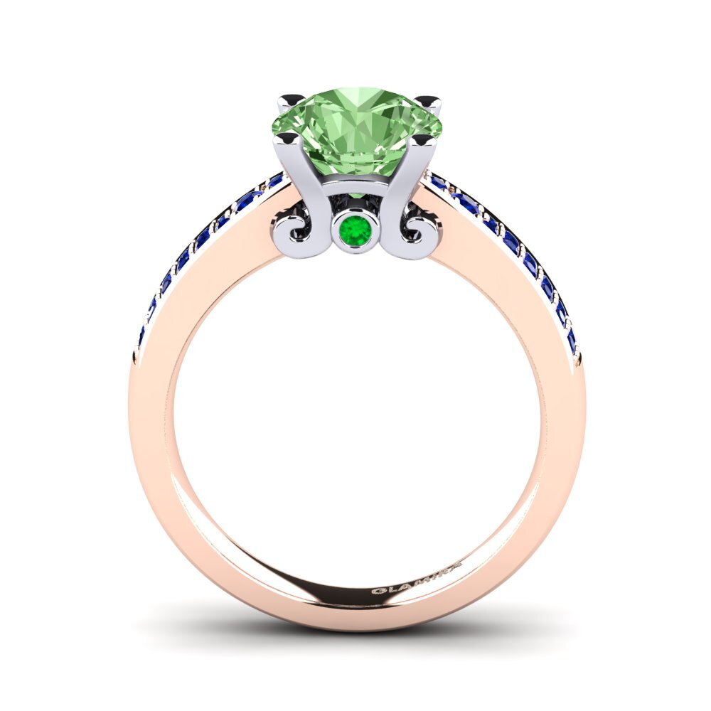 14ct Rose / White Gold Green Diamond Engagement Ring Donielle 2.0 crt