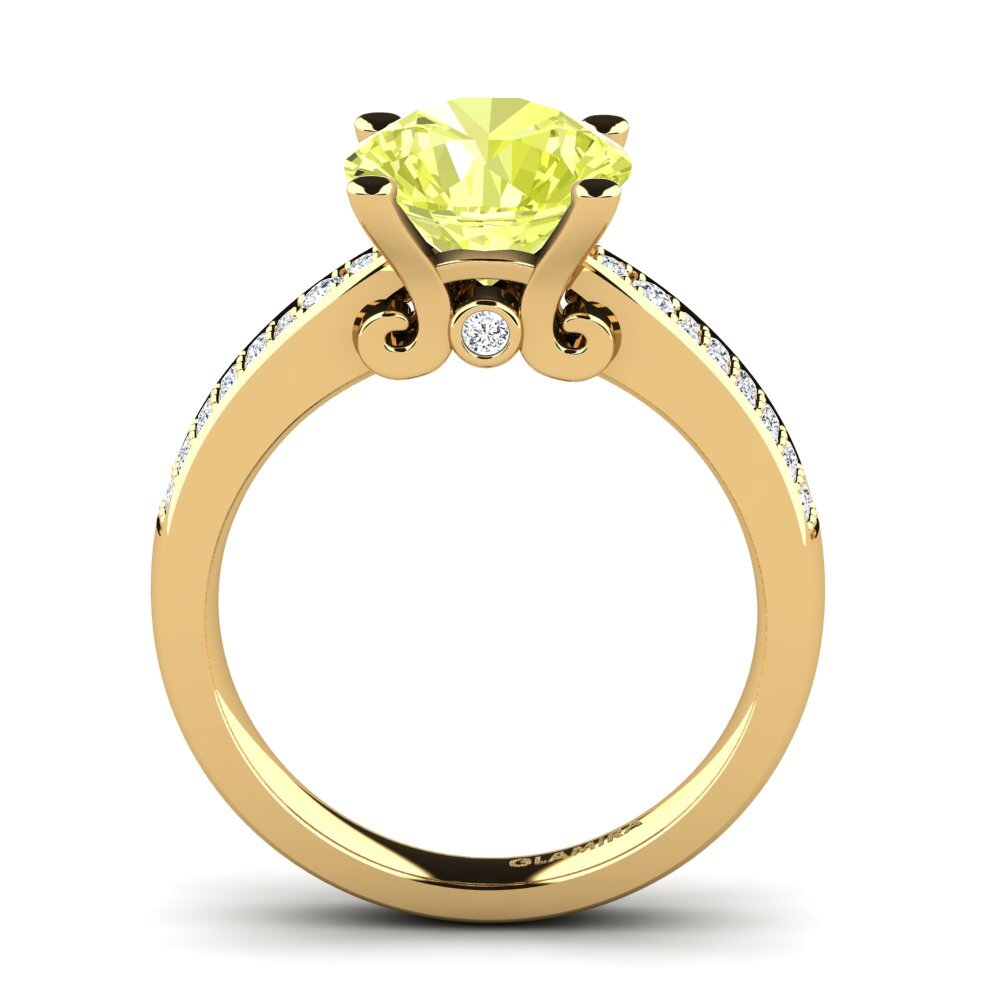 14ct Yellow Gold Lemon Quartz Engagement Ring Donielle 3.0 crt