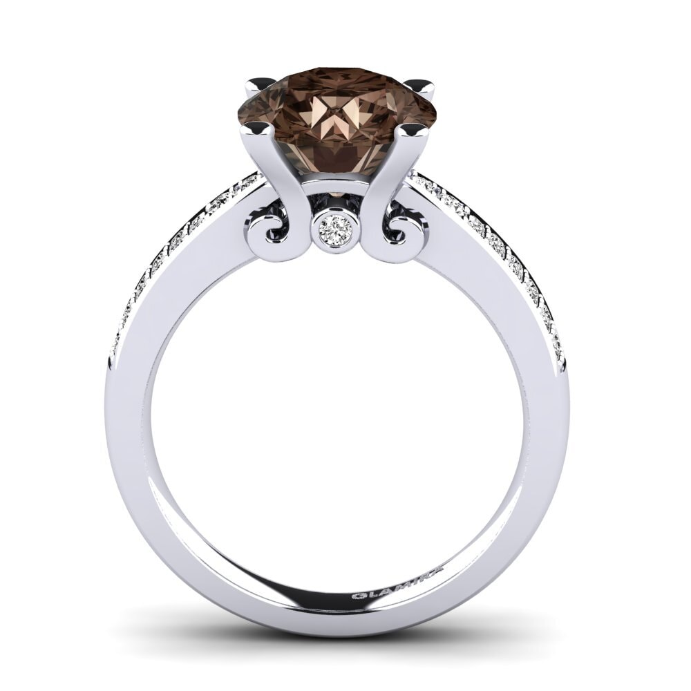 Quartzo fumé Anel de Noivado Donielle 3.0 crt