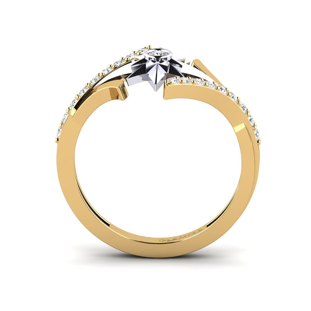 Zafiro blanco Anillo Dorado