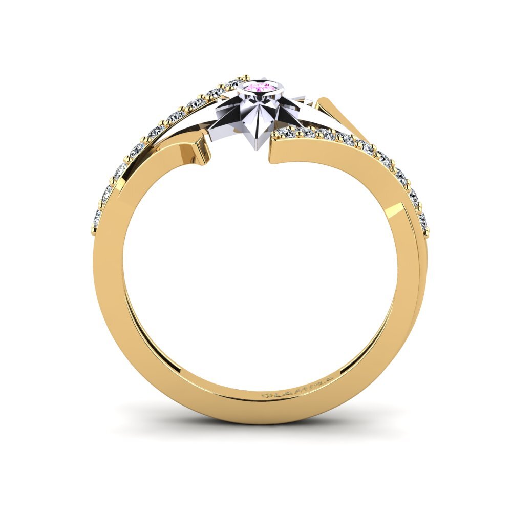 Zafiro Rosado Anillo Dorado