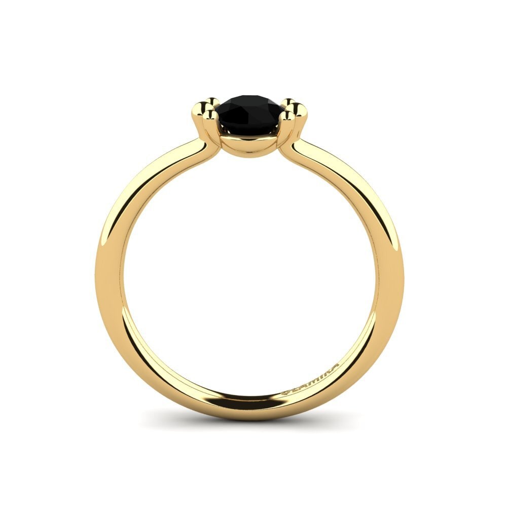 14ct Yellow Gold Black Onyx Women's Ring Dorotea 0.5 crt