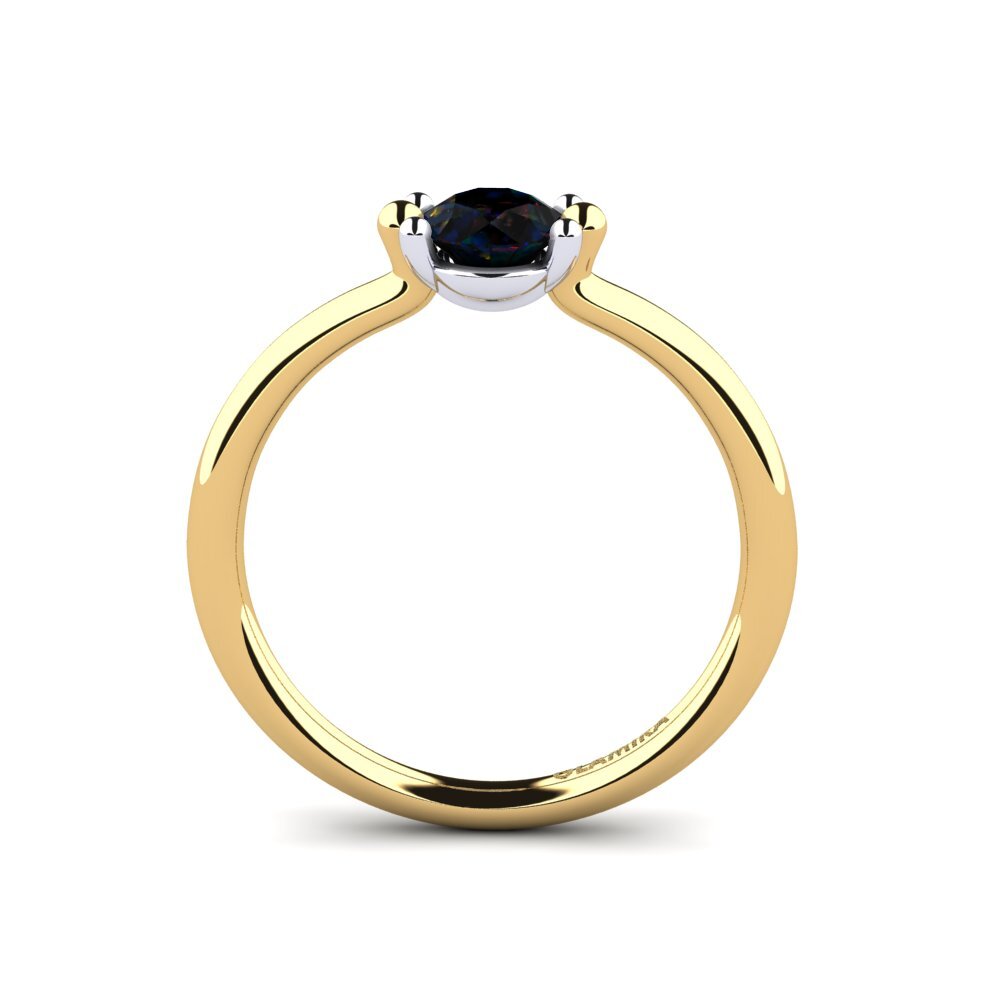 18ct Yellow & White Gold Black Opal Women's Ring Dorotea 0.5 crt