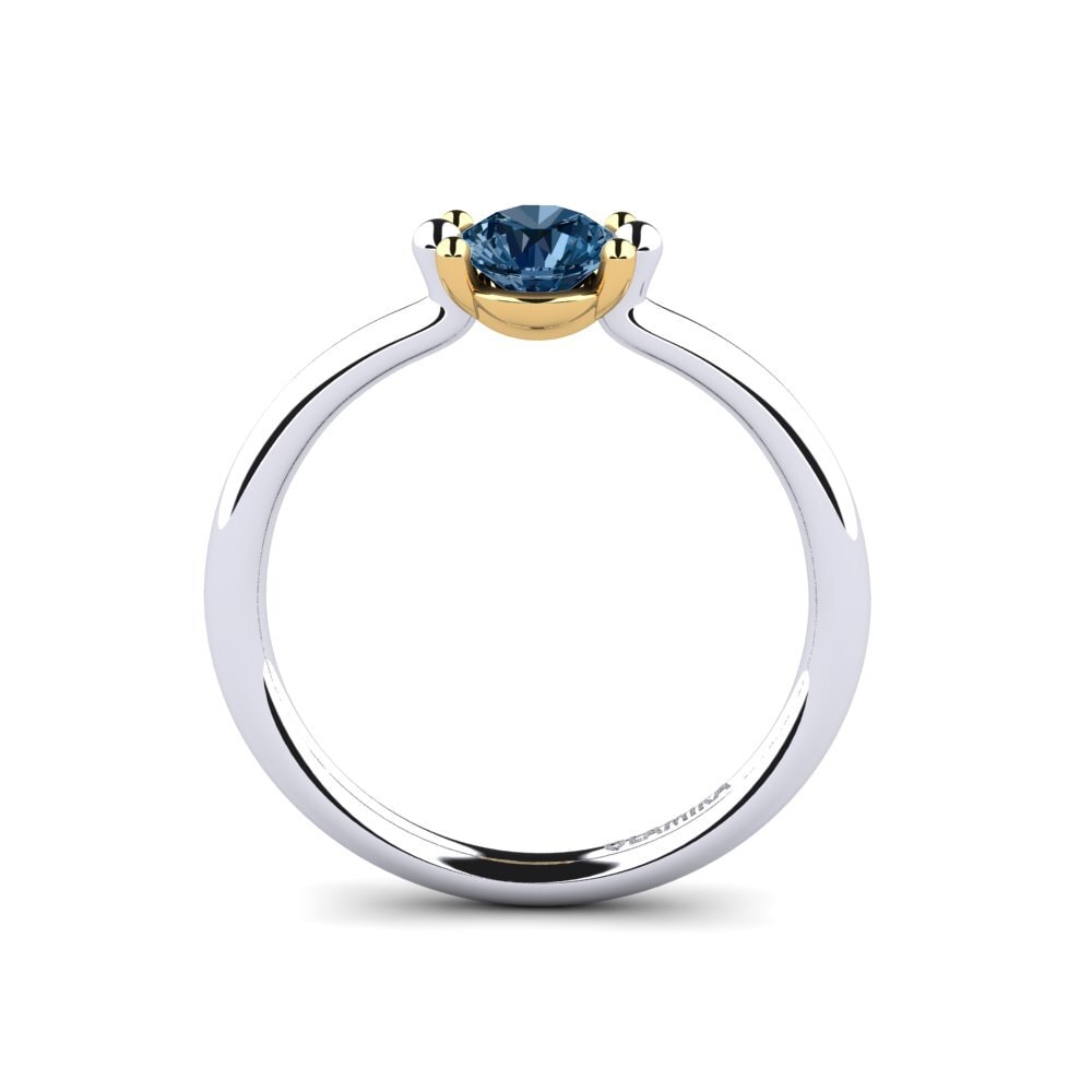 18ct White & Yellow Gold Blue Diamond Women's Ring Dorotea 0.5 crt