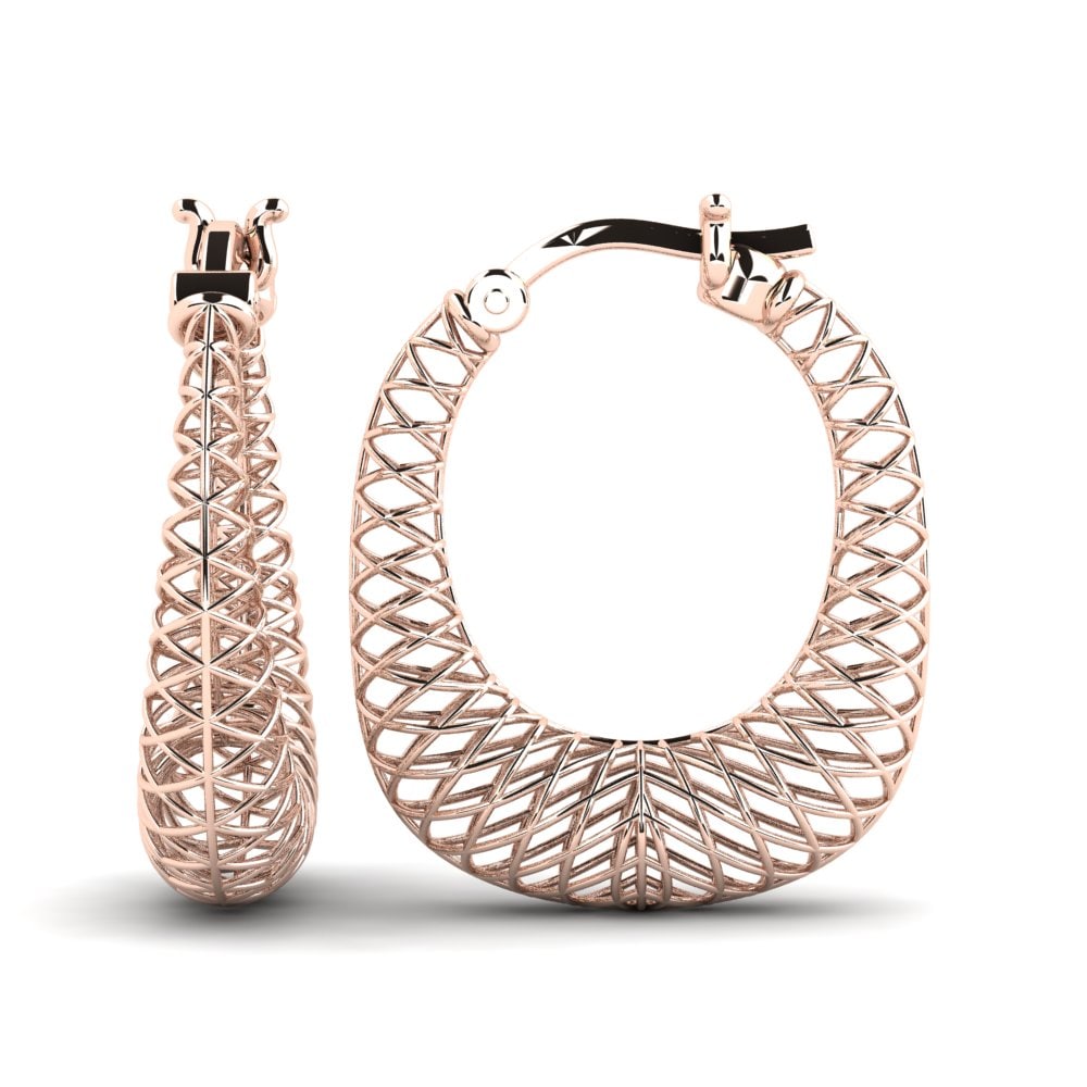 14k Oro Rosa Pendientes Drainage
