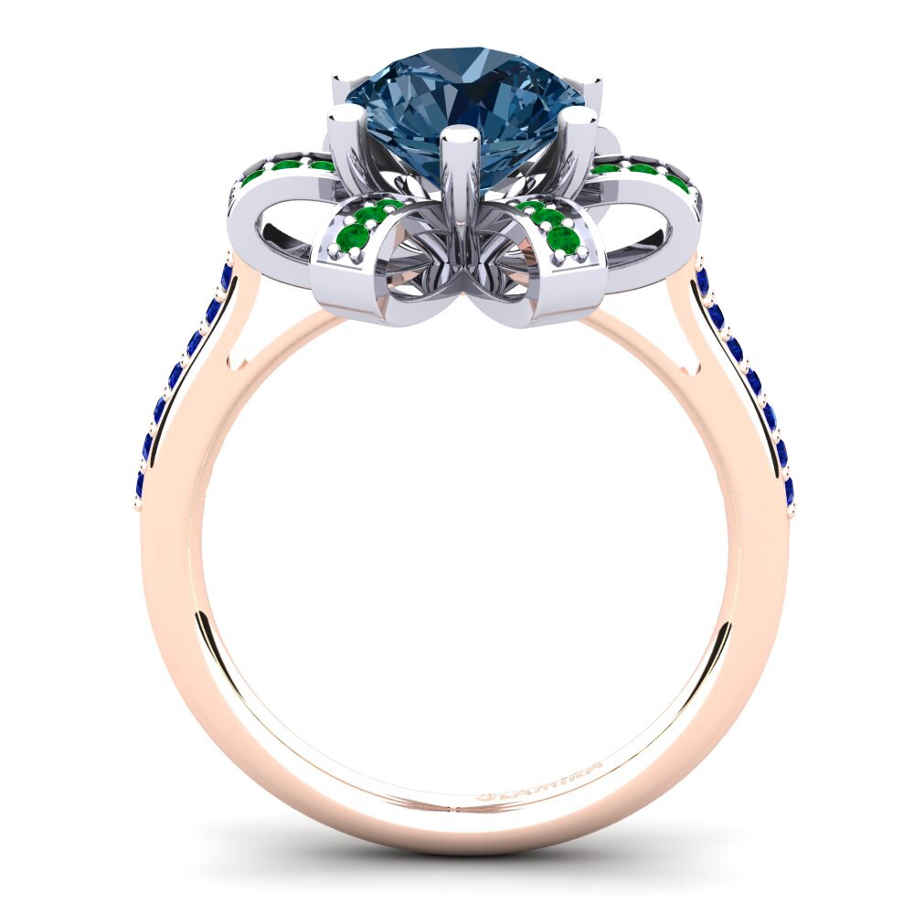 14ct Rose / White Gold Blue Diamond Engagement Ring Drancy