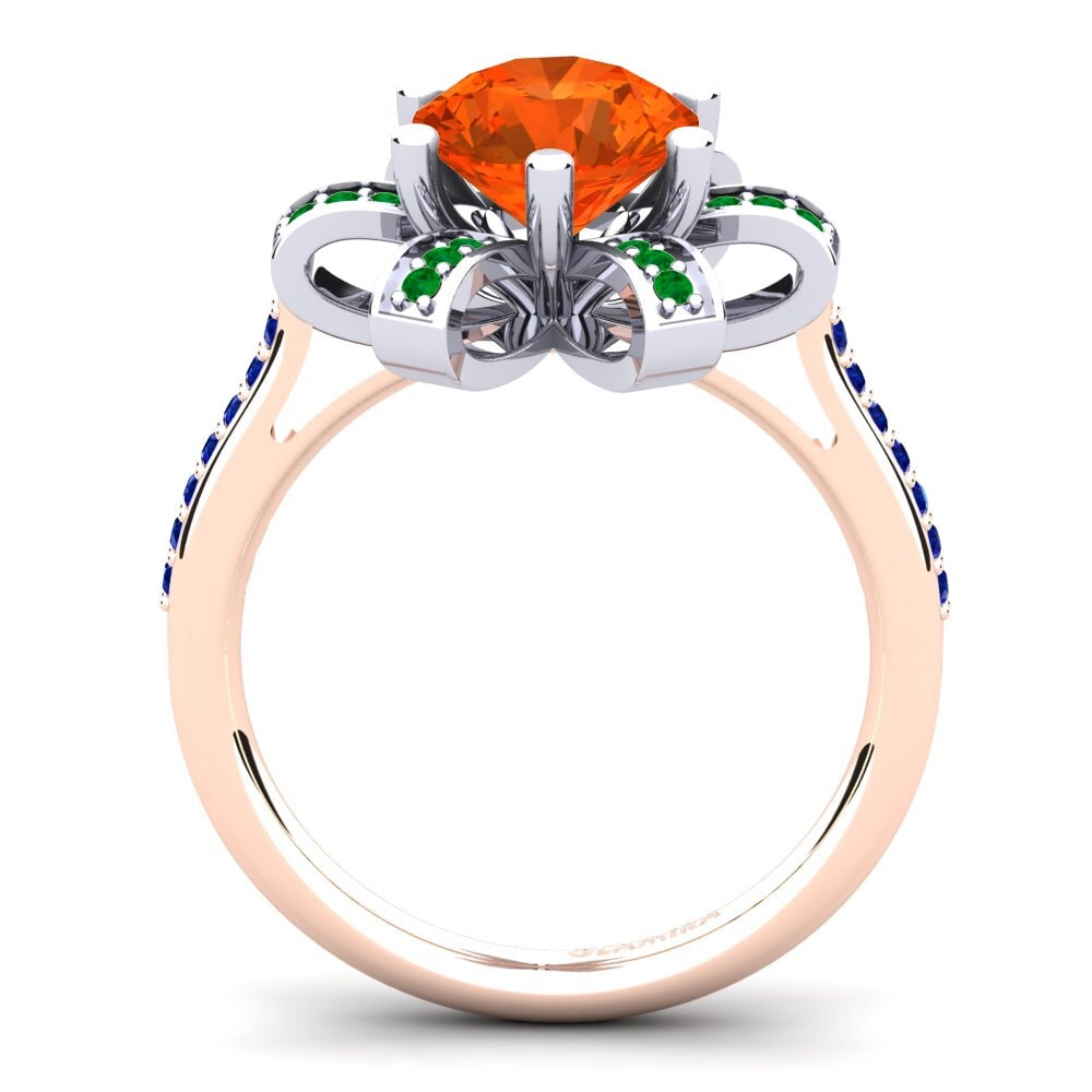 14ct Rose / White Gold Fire-Opal Engagement Ring Drancy