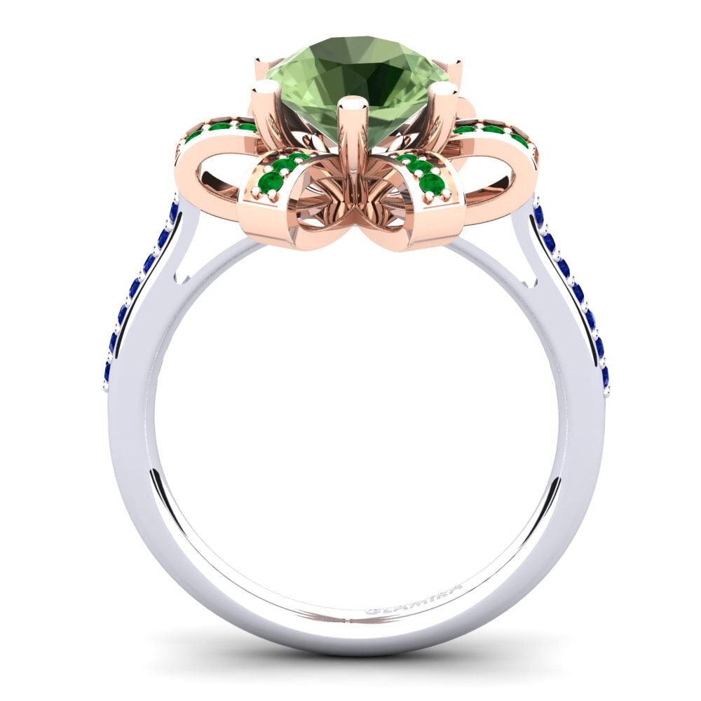 14ct White / Rose Gold Green Sapphire Engagement Ring Drancy