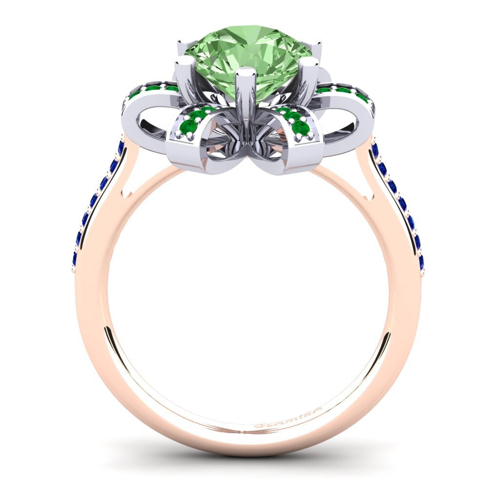 14ct Rose / White Gold Green Diamond Engagement Ring Drancy