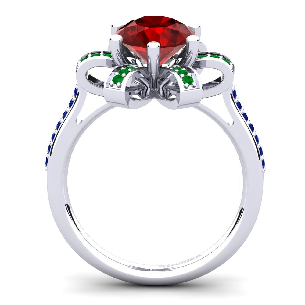18ct White Gold Ruby (Lab Created) Engagement Ring Drancy