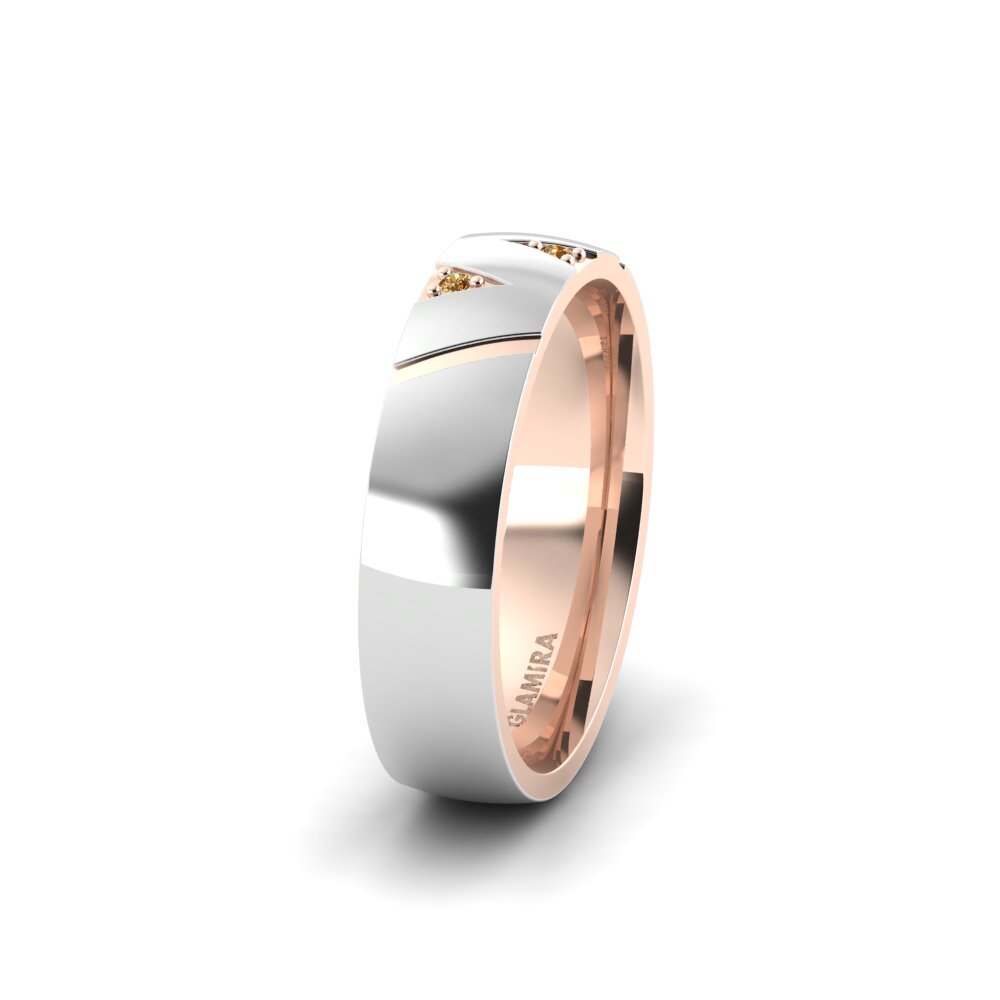 Weiß & Rotgold 585 Brauner Diamant Damen trauring Dreamy Way 5 mm