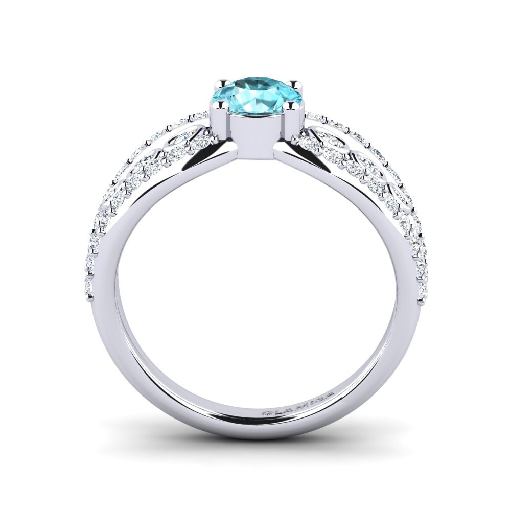 White Silver Blue Zircon Women's Ring Ducchn