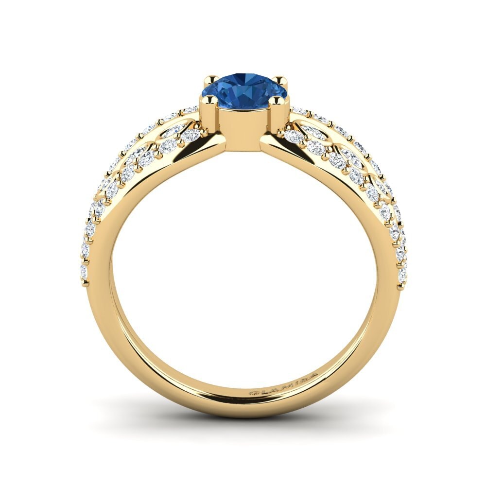 Zircônia azul escuro Anel Feminino Ducchn