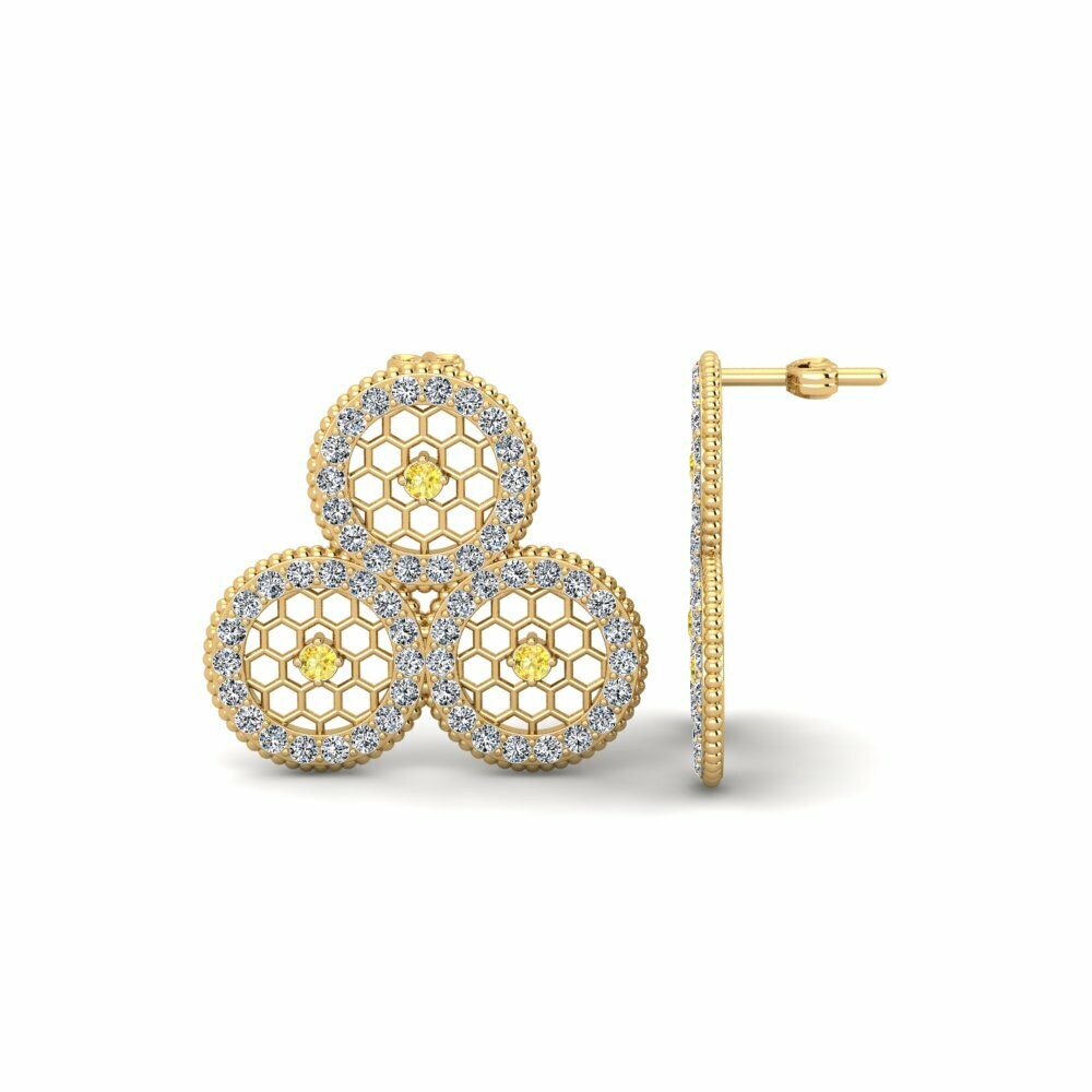 Saphir Jaune Boucle d'oreille femme Ducklett
