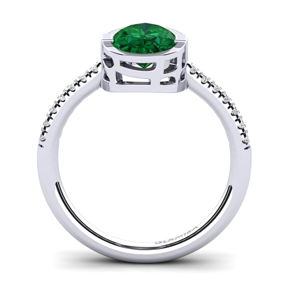 White Silver Tsavorite Engagement Ring Duga