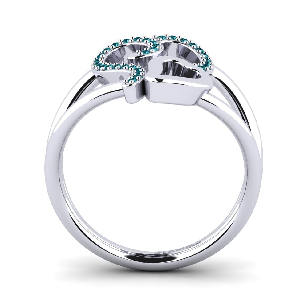 950 Palladium Blue Diamond Ring Duvessa