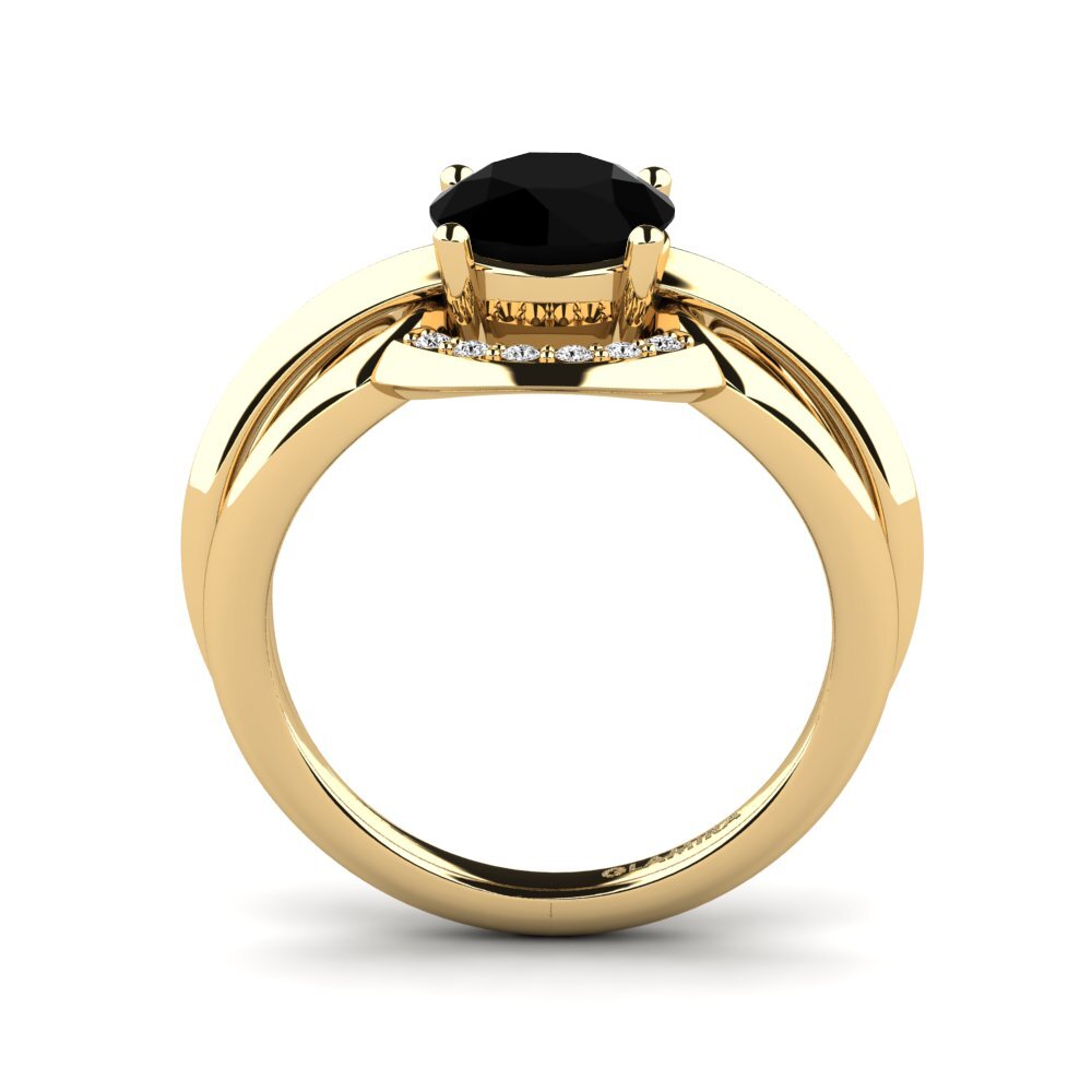 Ónix Negro Anillo de Mujer Ecgemd