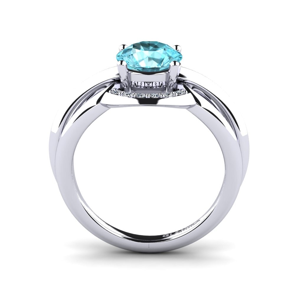 Round Blue Zircon Women's Ring Ecgemd