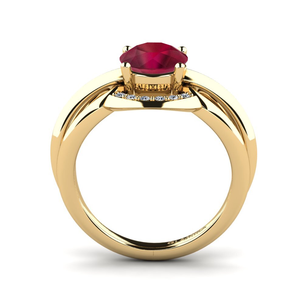 14ct Yellow Gold Ruby Women's Ring Ecgemd