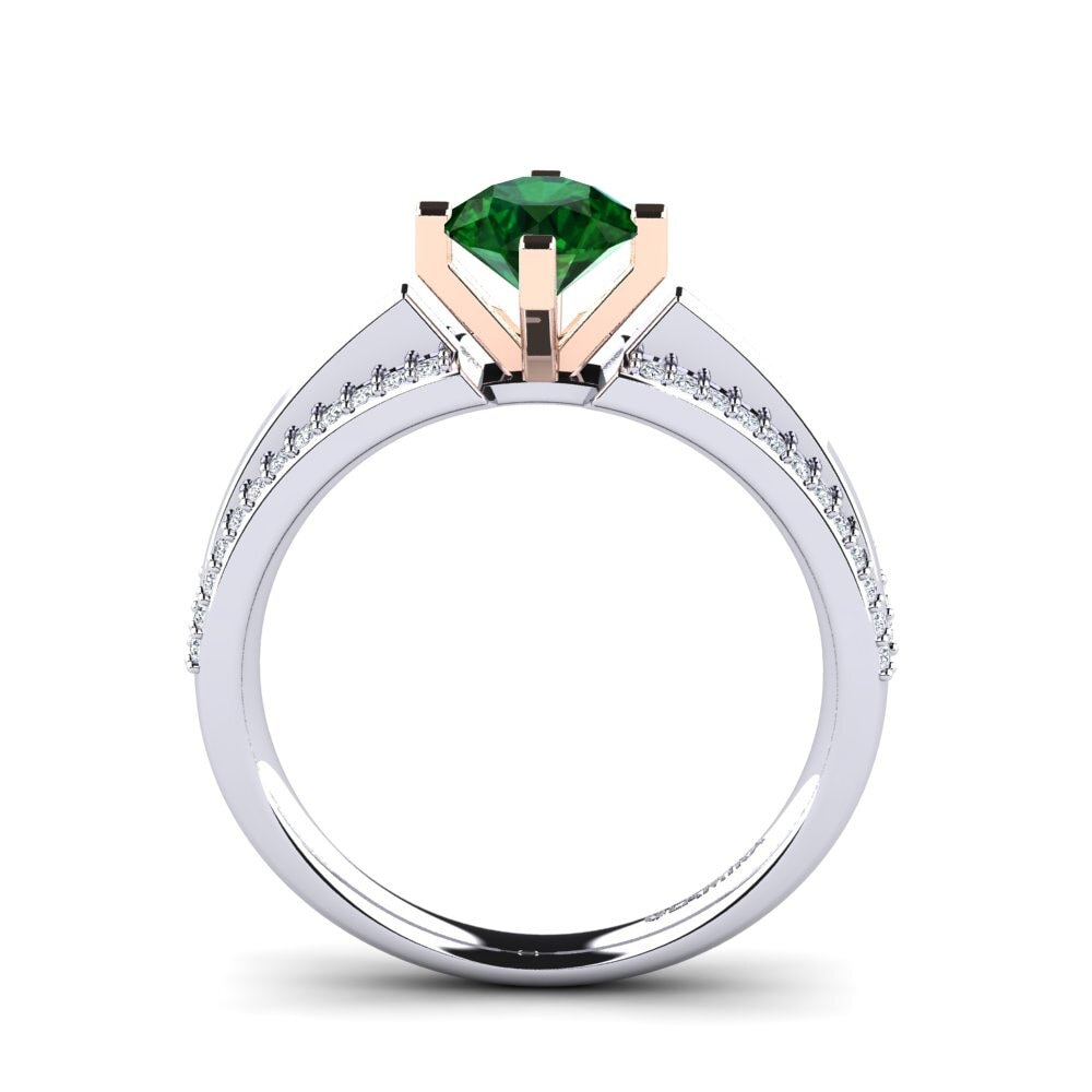 14ct White & Rose Gold Tsavorite Engagement Ring Eddy