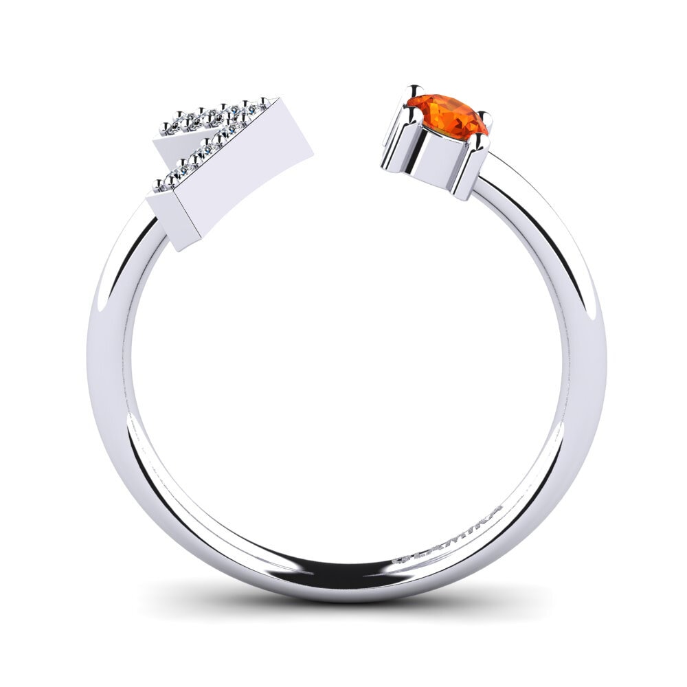 950 Palladium Orange Sapphire Ring Edie
