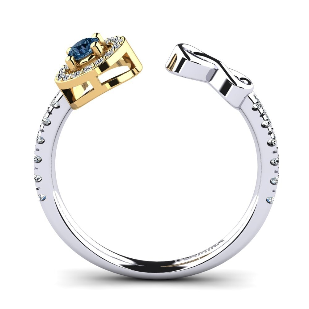 18ct White & Yellow Gold Blue Diamond Ring Shira