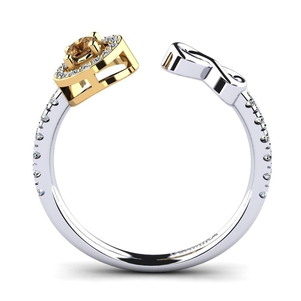 18ct White & Yellow Gold Brown Diamond Ring Shira
