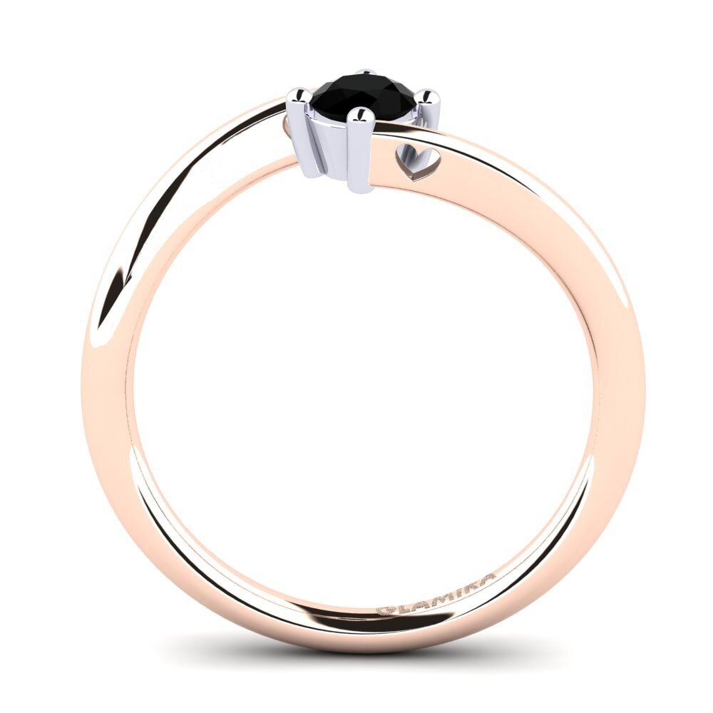 14ct Rose & White Gold Black Onyx Women's Ring Edoarda