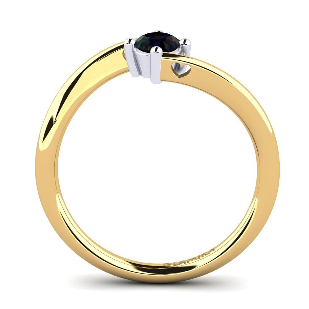 18ct Yellow & White Gold Black Opal Women's Ring Edoarda