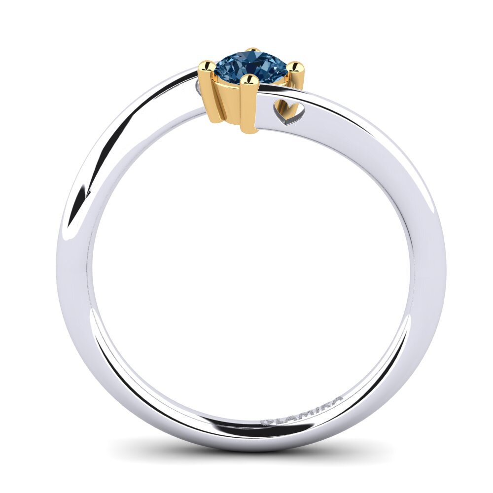 18ct White & Yellow Gold Blue Diamond Women's Ring Edoarda