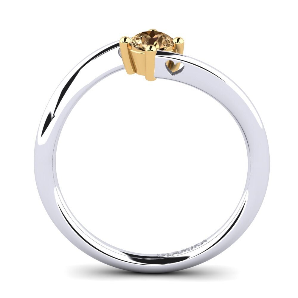 18ct White & Yellow Gold Brown Diamond Women's Ring Edoarda