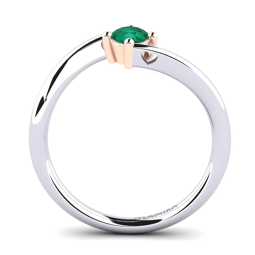 14ct White & Rose Gold Emerald Women's Ring Edoarda