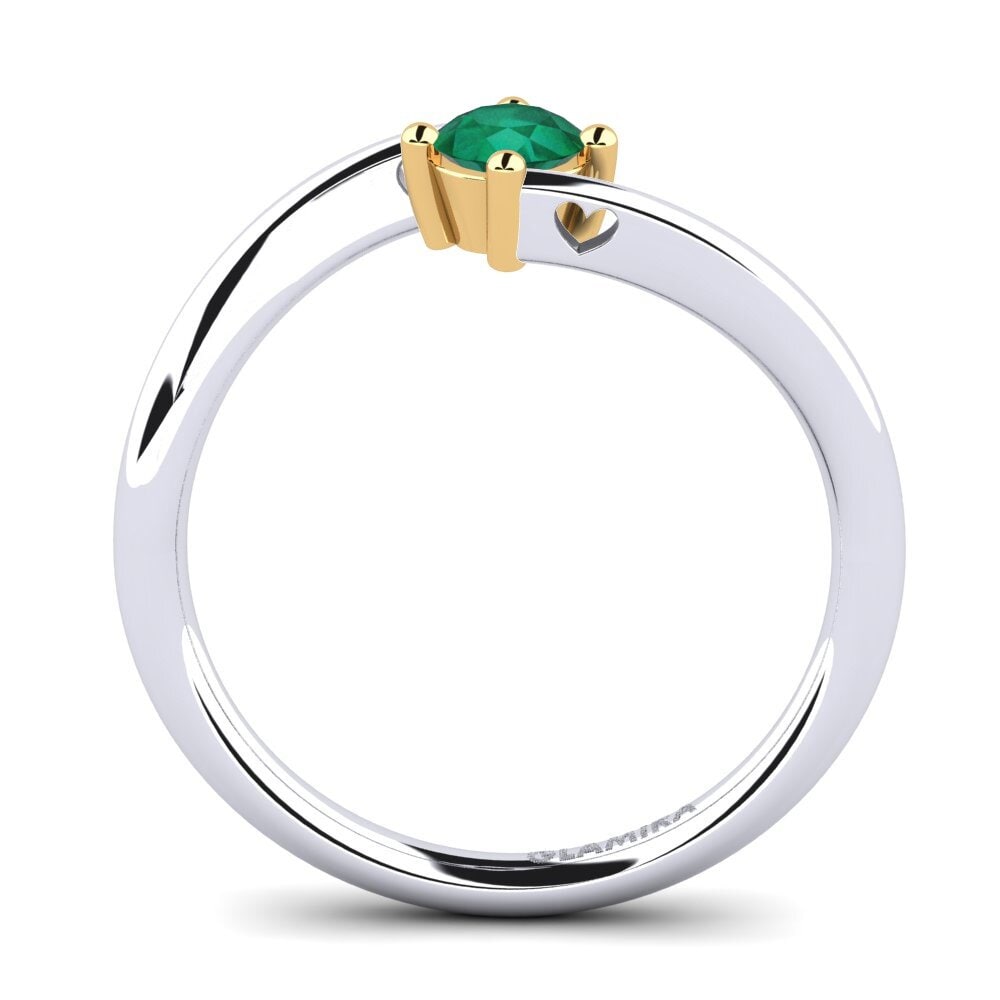 14ct White & Yellow Gold Emerald Women's Ring Edoarda