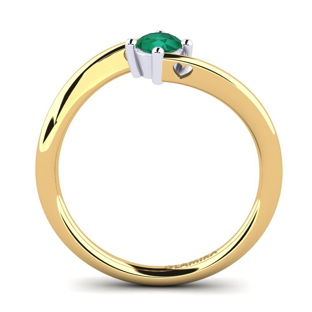 14ct Yellow & White Gold Emerald Women's Ring Edoarda