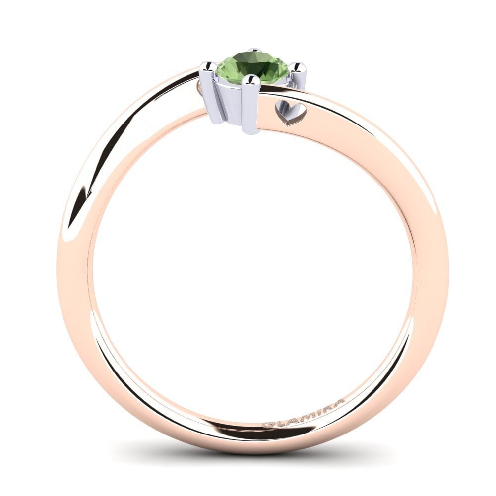18ct Rose & White Gold Green Sapphire Women's Ring Edoarda