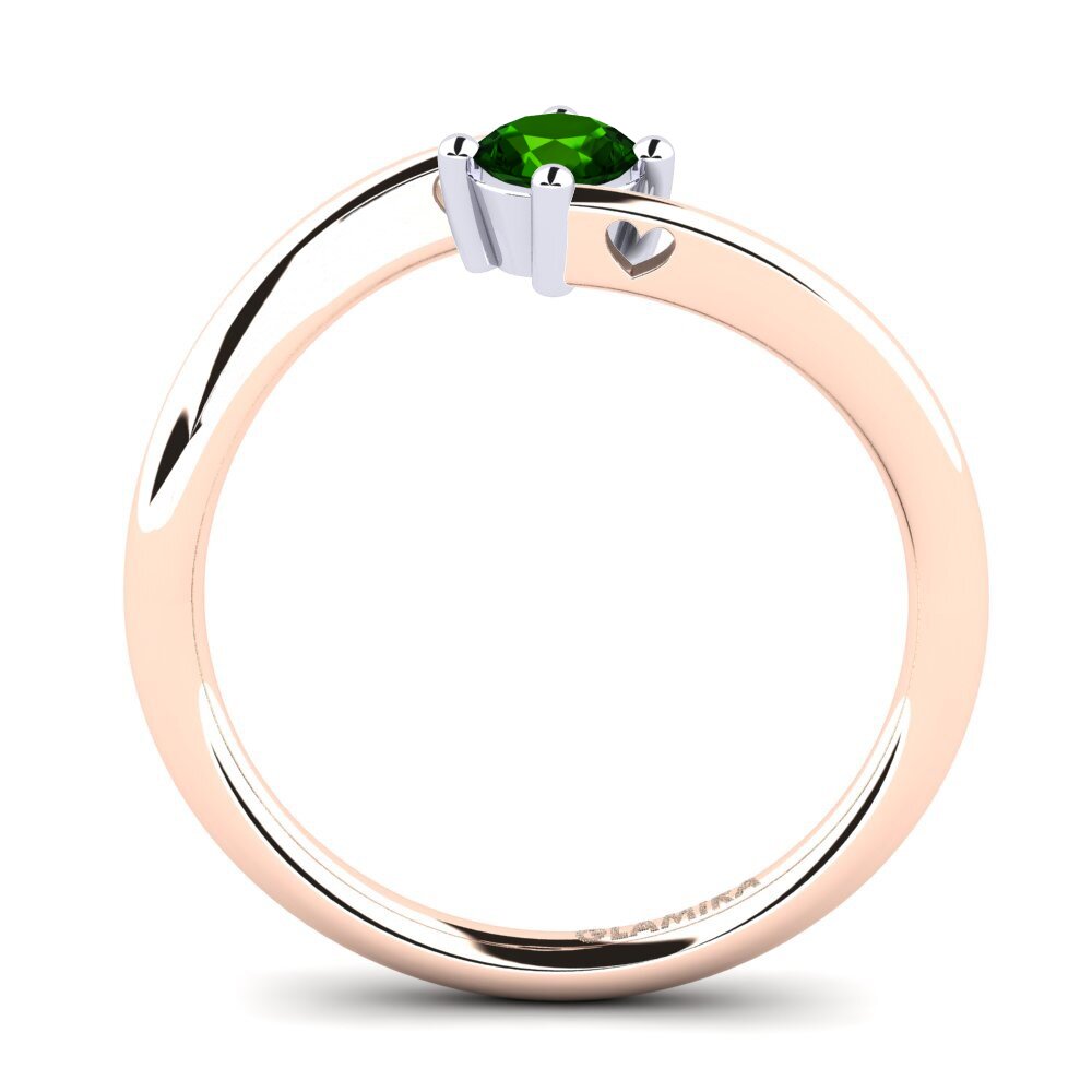 18ct Rose & White Gold Green Tourmaline Women's Ring Edoarda