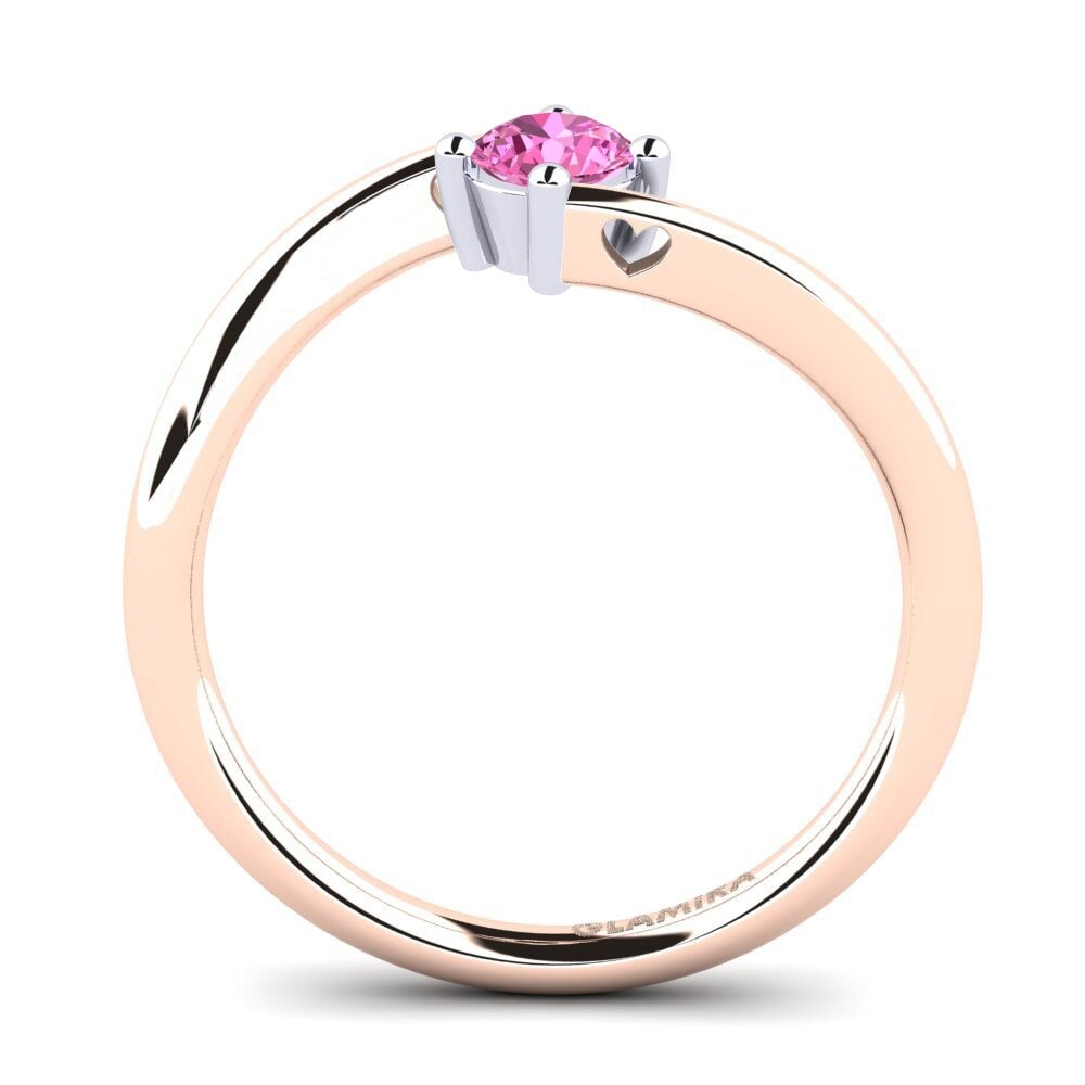 18ct Rose & White Gold Pink Topaz Women's Ring Edoarda