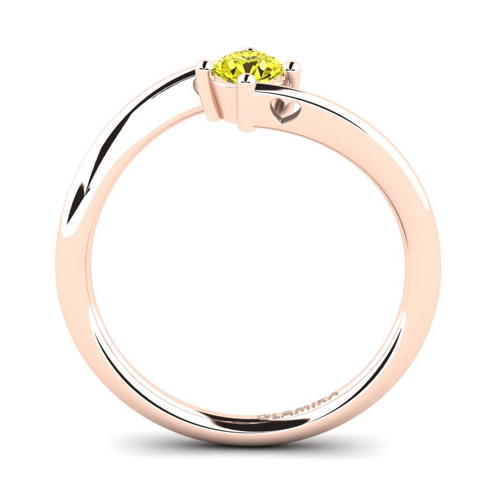 14ct Rose Gold Yellow Diamond Women's Ring Edoarda