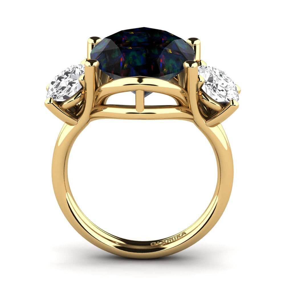 9ct Yellow Gold Black Opal Ring Edolie