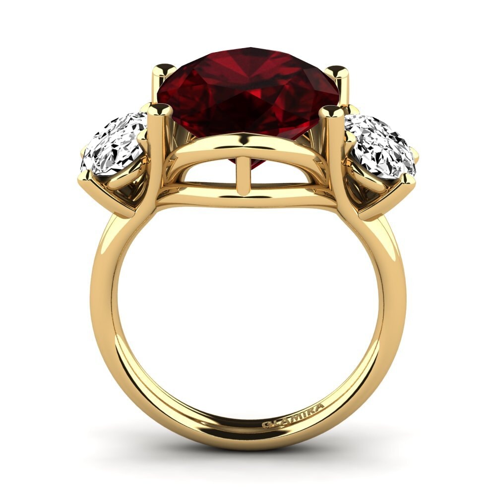 14k Oro Amarillo Granate Anillo Edolie