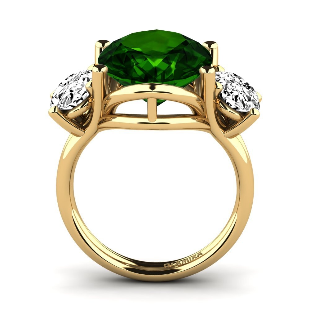 14k Oro Amarillo Turmalina verde Anillo Edolie