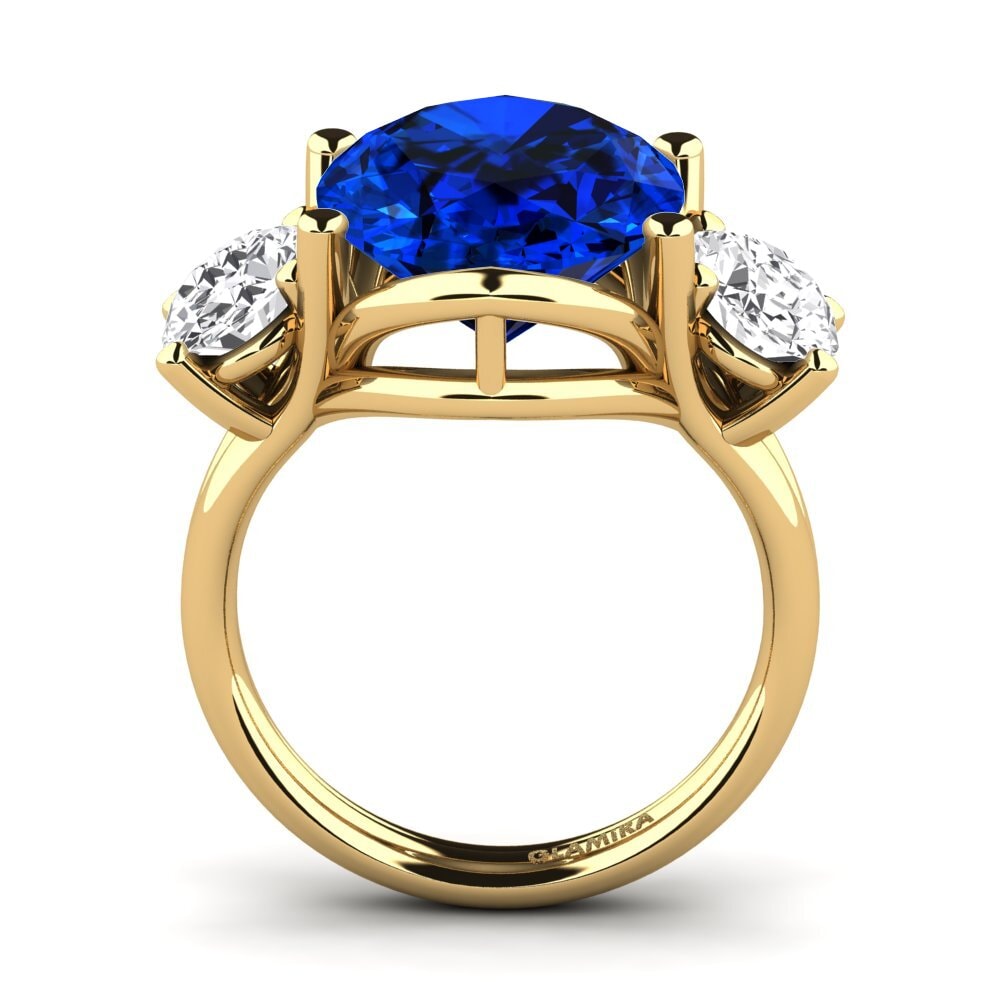 14k Oro Amarillo Safiro (Creado en Laboratorio) Anillo Edolie