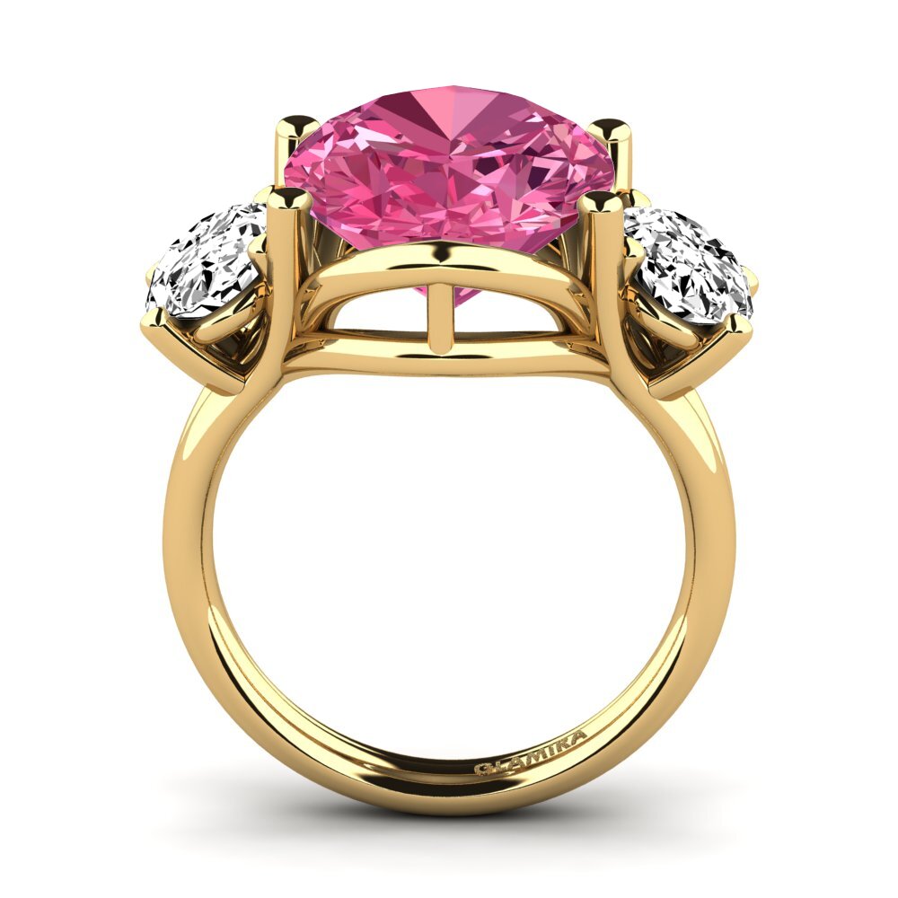 14k Oro Amarillo Turmalina rosa Anillo Edolie