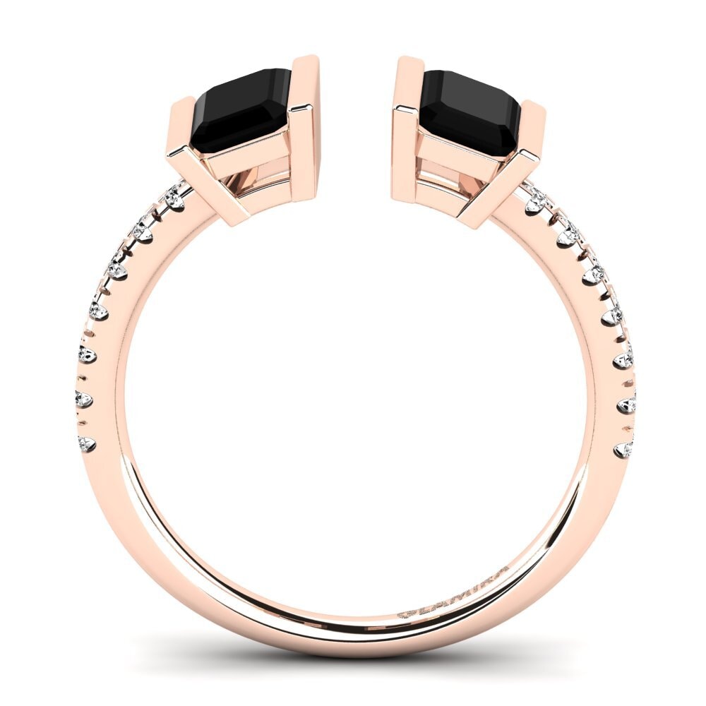 14ct Rose Gold Black Onyx Engagement Ring Edwardina