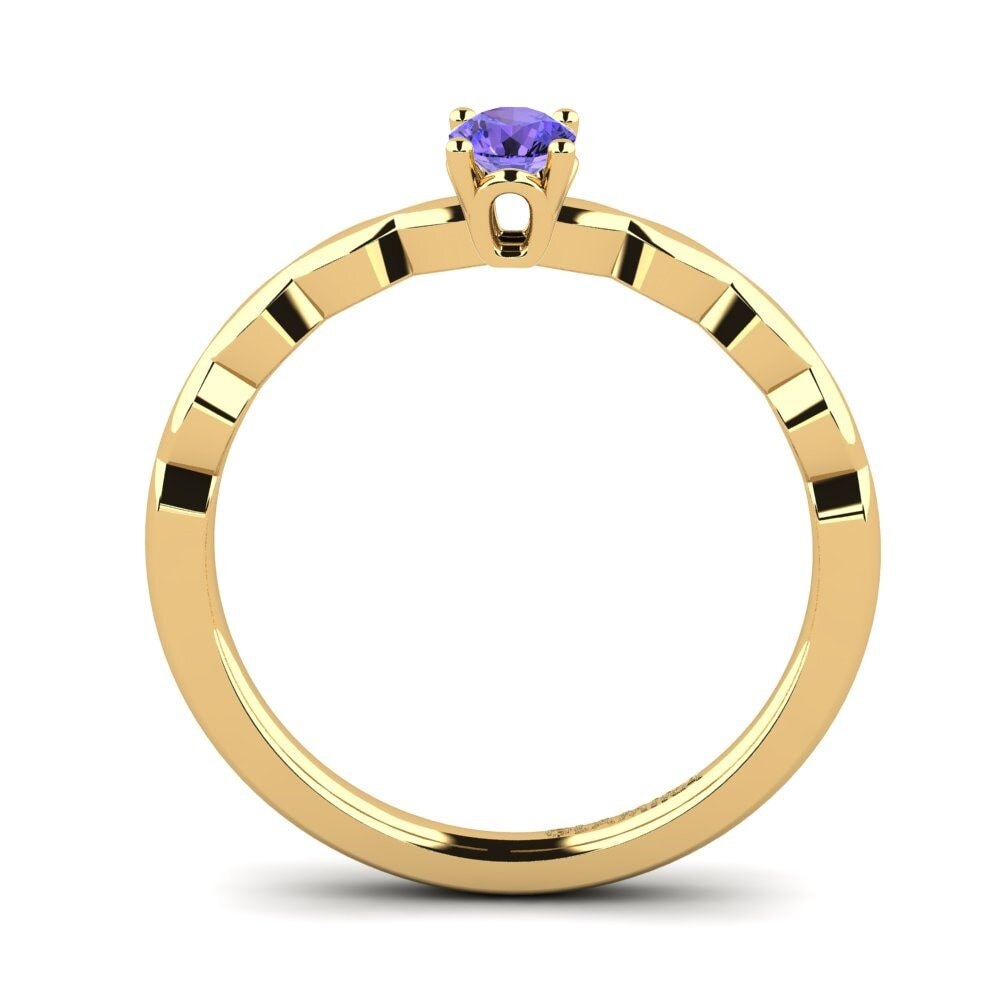 18k Oro Amarillo Tanzanita Anillo de compromiso Effie 0.16 crt