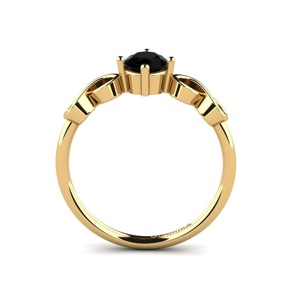 14ct Yellow Gold Black Onyx Women's Ring Ehtel