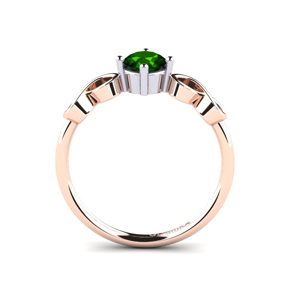 18ct Rose & White Gold Green Tourmaline Women's Ring Ehtel