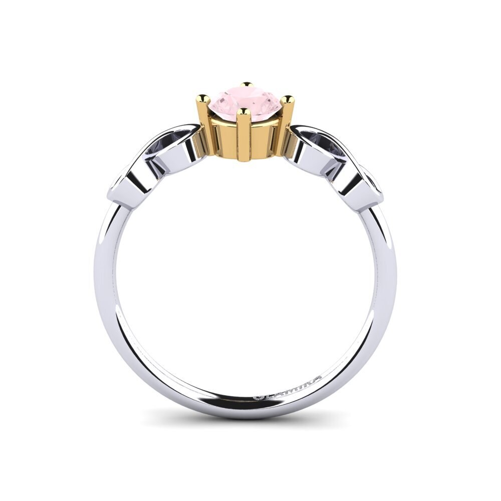 18ct White & Yellow Gold Rose Quartz Women's Ring Ehtel